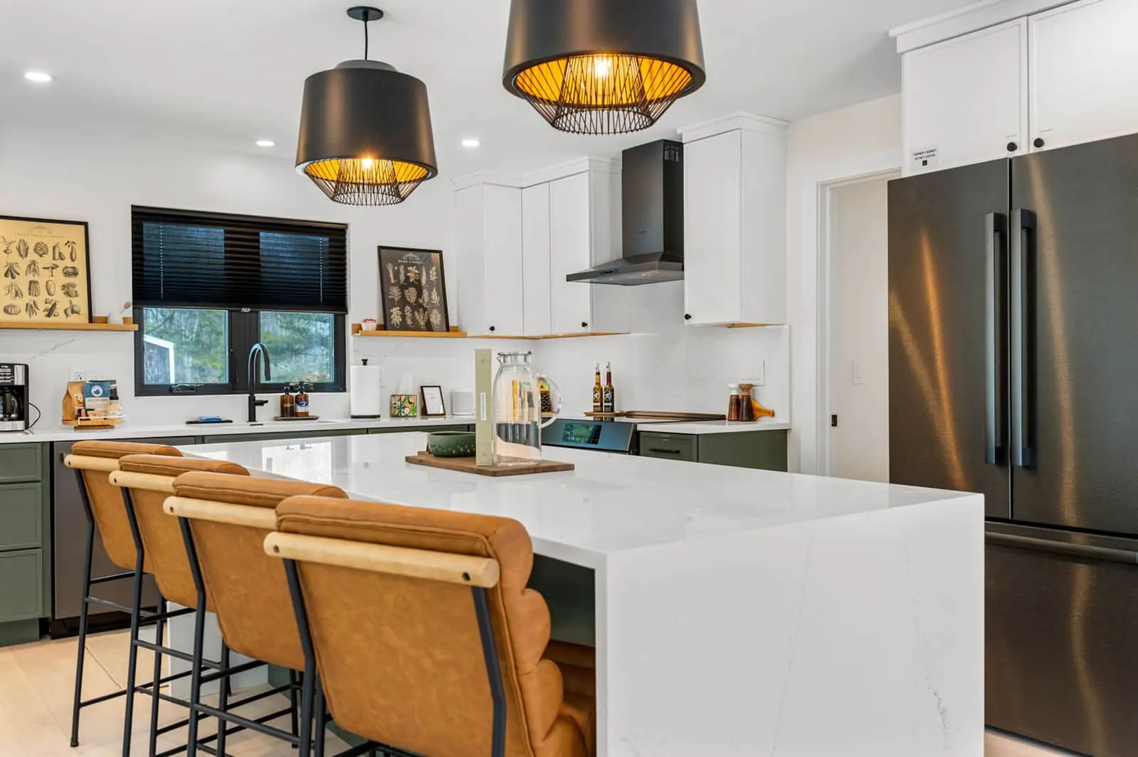 Kitchen with island seating for four